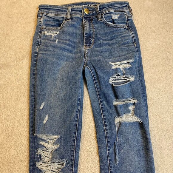 American Eagle Women's Jeans Size 4 Distressed Super Stretch Skinny Regular - Picture 11 of 16